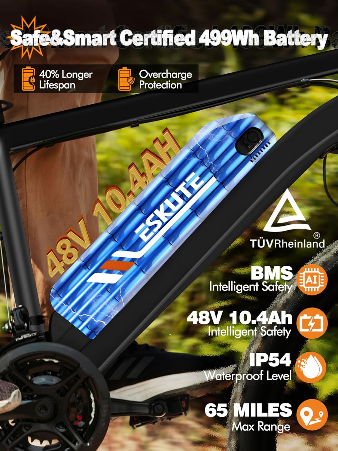 M200 Electric Bike for Adults – 21-Speed Gear 27.5" Mountain E-Bike, 1200W Peak Brushless Motor 28MPH, 48V 10.4Ah&13Ah Removable Battery, Up to 55-65 Miles Range, Step Over Commuter E-MTB, NFC Unlock - Image 5