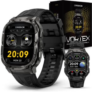 CARBINOX Vortex Smartwatch (Answer/Make Calls), Military-Grade Rugged Fitness Tracker, IP69K Waterproof, Sport Design for Active Lifestyles