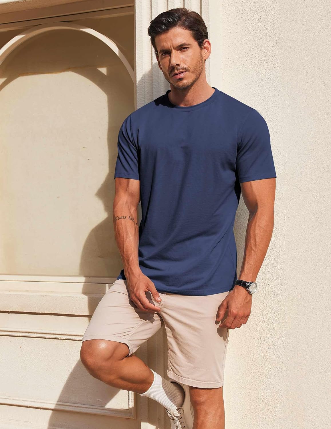 COOFANDY Men's T Shirt Short Sleeve Cotton Blend T-Shirts Crew Neck Casual Summer Basic Tee Shirts - Image 2