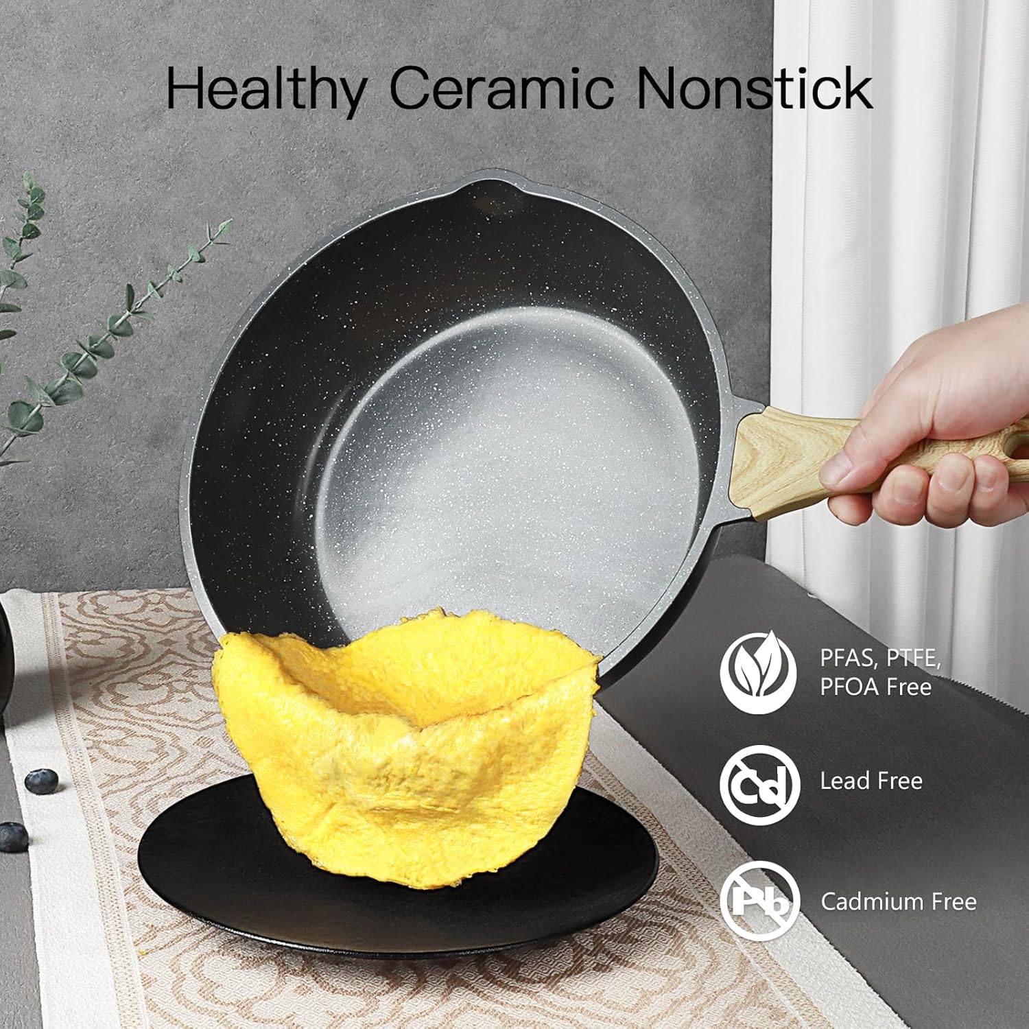 GiPP Ceramic Nonstick Pots and Pans Set - 18 Pcs Non Stick Cookware Set, Non-toxic Healthy Kitchen Cooking Set w/Frying Pans Set, Dishwasher Safe, PFAS PTFE PFOA PFOS Free - Image 3