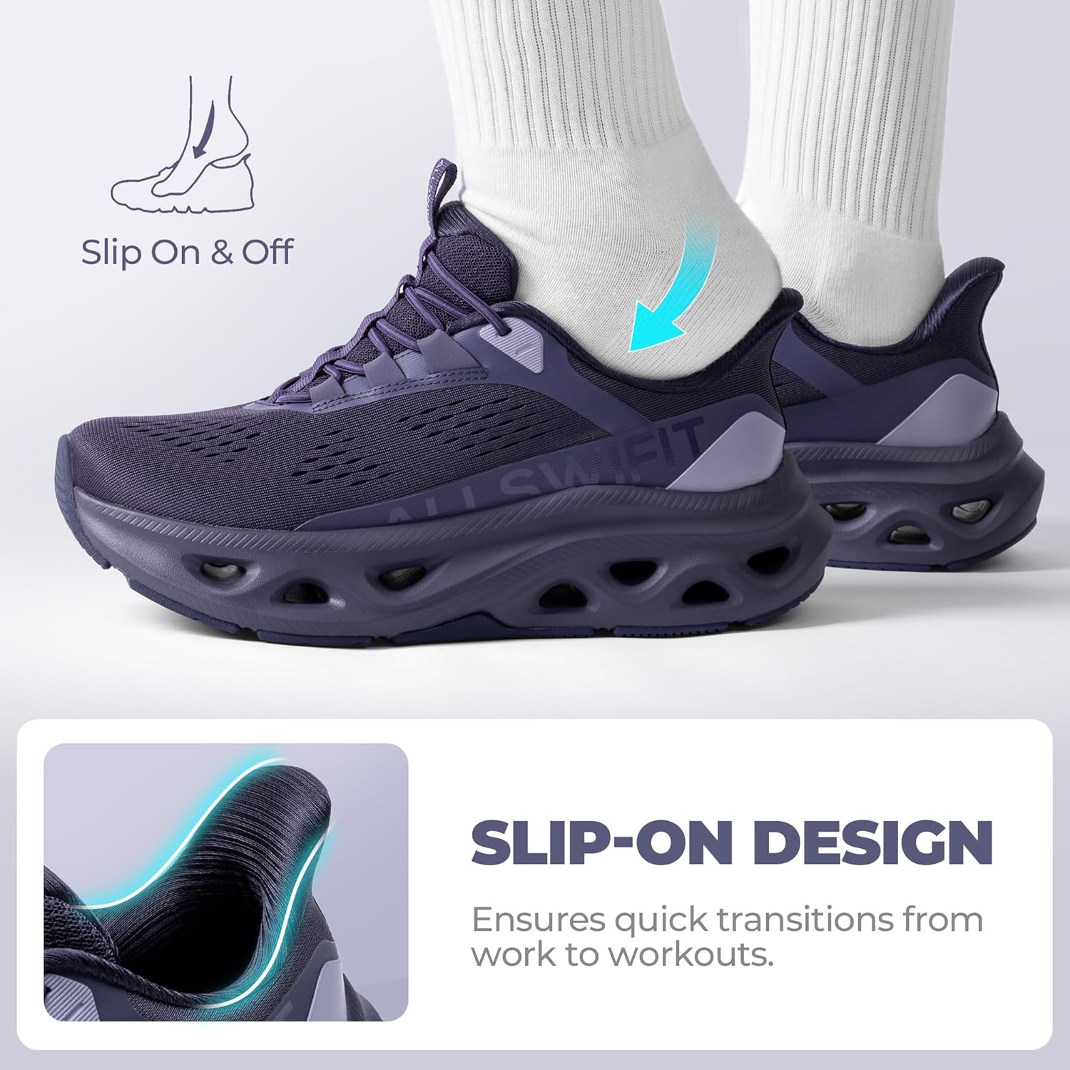 Women's Slip On Walking Shoes Cushioning Hands Free Non Slip Breathable Comfort Workout Running Jogging Gym Athletic Tennis MoveSlide Fashion Sneakers - Image 4