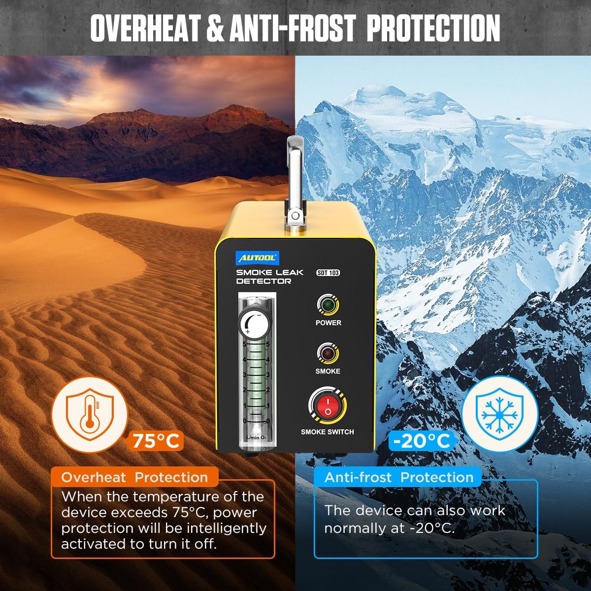 AUTOOL Smoke Machine Automotive Leak Detector,Evap Vacuum Smoke Diagnostic Tester,Pipeline Fuel Leakage Detector Compatible with 12V Vehicles - Image 7