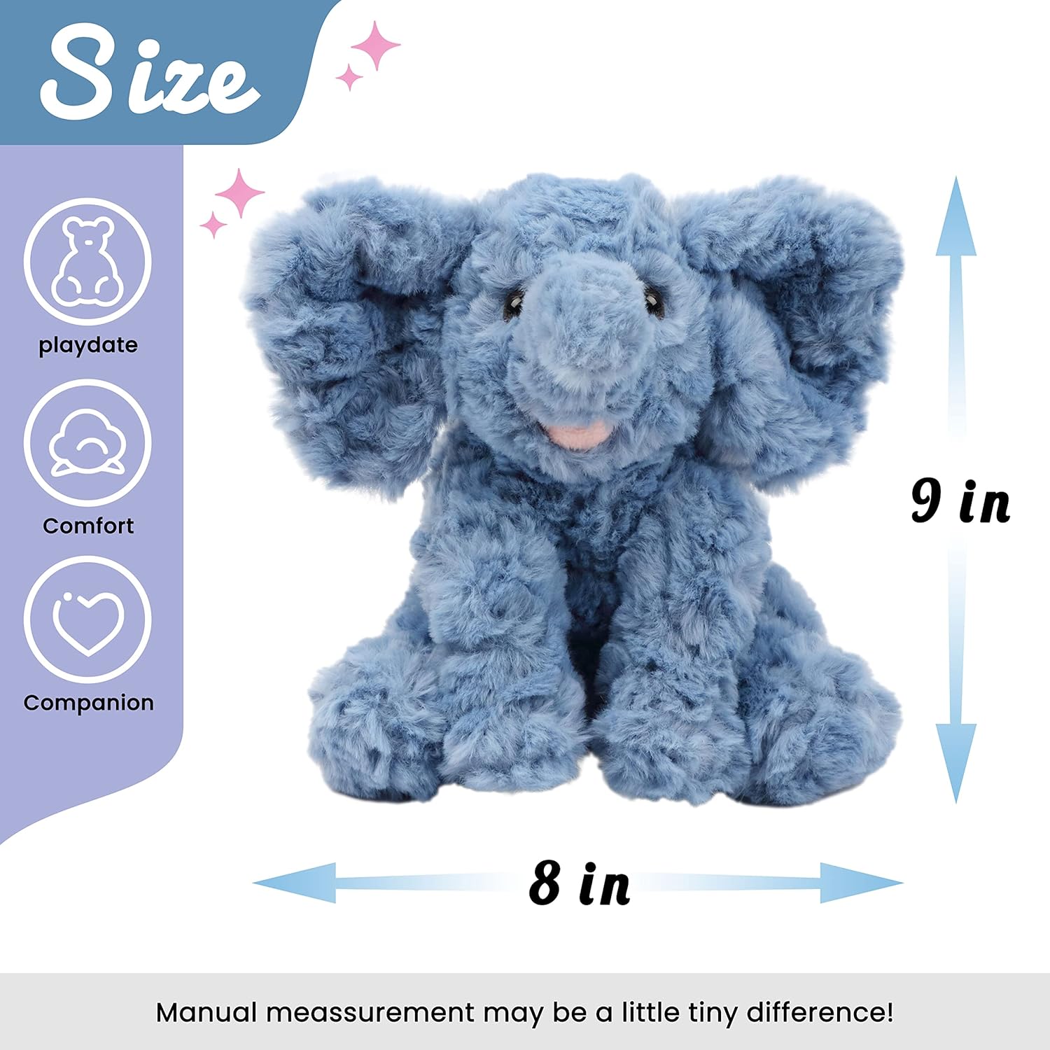 Hopearl Adorable Plush Calf Elephant Toy Floppy Elephish Ultra Soft Stuffed Animal for Boys Girls Kids Toddlers, Blue, 9'' - Image 5