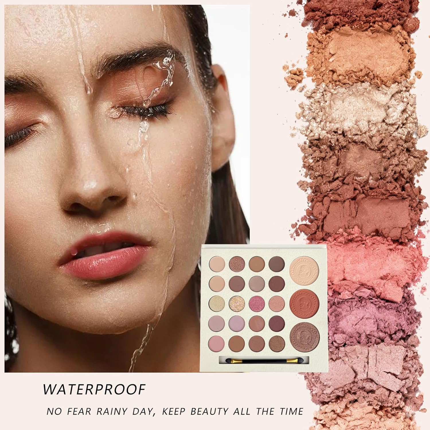 K'APEINE Brown Eyeshadow Palette, 23Colors Matte Shimmer Eyeshadow Nude Neutral Makeup Palette Smoky Eye Shadow Pallet with 1 Brush Highly Pigmented Waterproof Makeup Kit for Women Daily, Party - Image 3