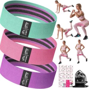 Fabric Resistance Bands for Working Out – Exercise Bands for Women and Men, Booty Bands for Legs and Glute, Yoga, Pilates, Rehab, Fitness and Home Workout