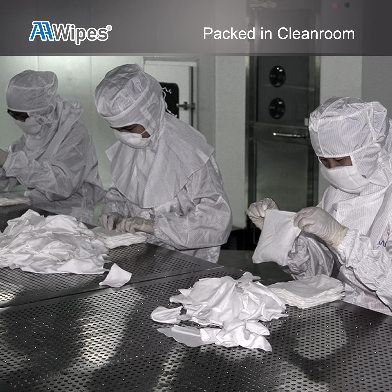 AAWipes Cleanroom Cloth Wipes 6"x6" (Bag of 150 Pcs) Double Knit 100% Polyester Wipers Lint Free Cloths with Ultra-fine Filaments, Laser Sealed Edge, Class 100 Cloths, Ultra-soft Wipes - Image 5