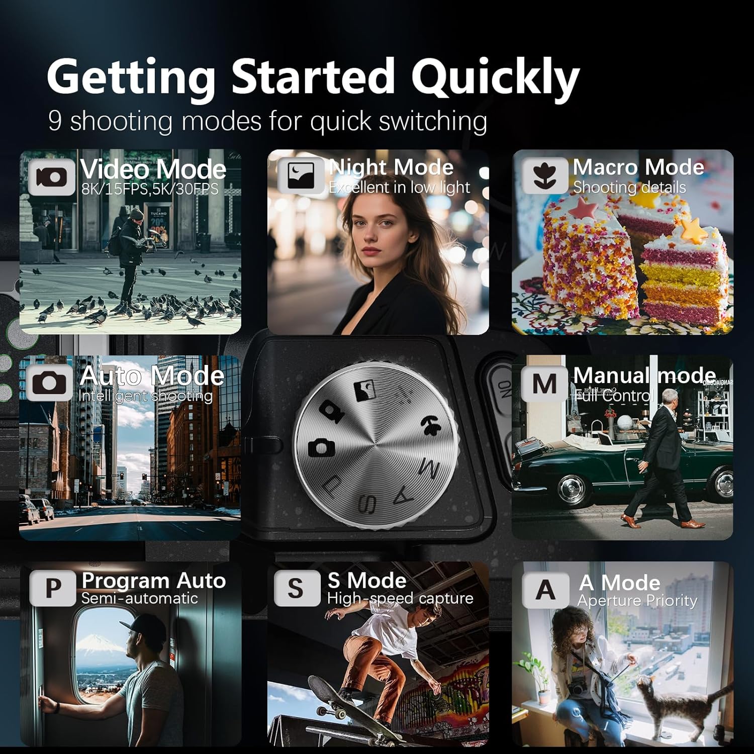 NBD 8K Digital Cameras for Photography,64MP Vlogging Cameras,16X Optical Zoom Travel Point and Shoot Digital Cameras Fotograficas with 180°Flip Screen,58mm Lens,2 Batteries,64GB Card(Black) - Image 6