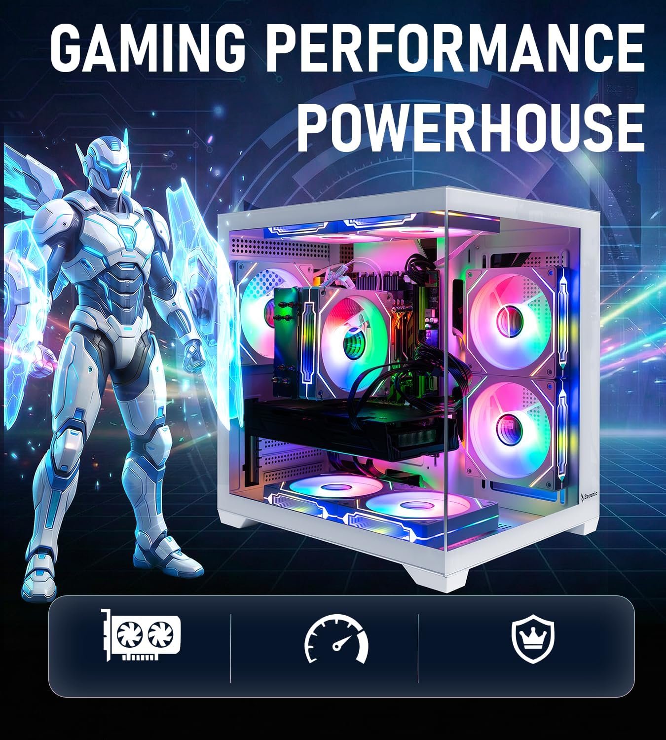 Gaming PC Computer Desktop – Ryzen 5 5500 up to 4.2GHz, Radeon RX 580 8GB GDDR5, 16GB DDR4 RAM, 1TB NVMe SSD, WiFi 6 & BT 5.4, Windows 11, 8× ARGB Fans, 650W PSU - Image 7