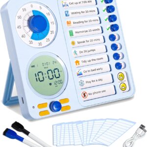3-in-1 Visual Timer Task Timer with Chore Chart Board, ADHD Tool for Kids Adults Visual Schedule for Kids with Autism, Daily Checklist for Home, School, Classroom, Desk, Chore Chart