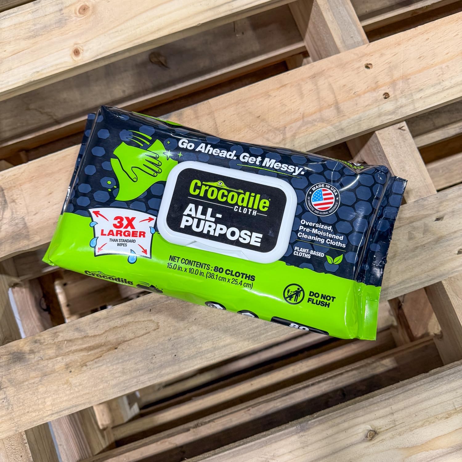 Crocodile Cloth All-Purpose Cleaning Wipes – 80 Count, 15"x10" Extra Large Plant-Based Disposable Cloths – Moist, Absorbent, Safe on Skin, Multi-Surface Use - Image 6