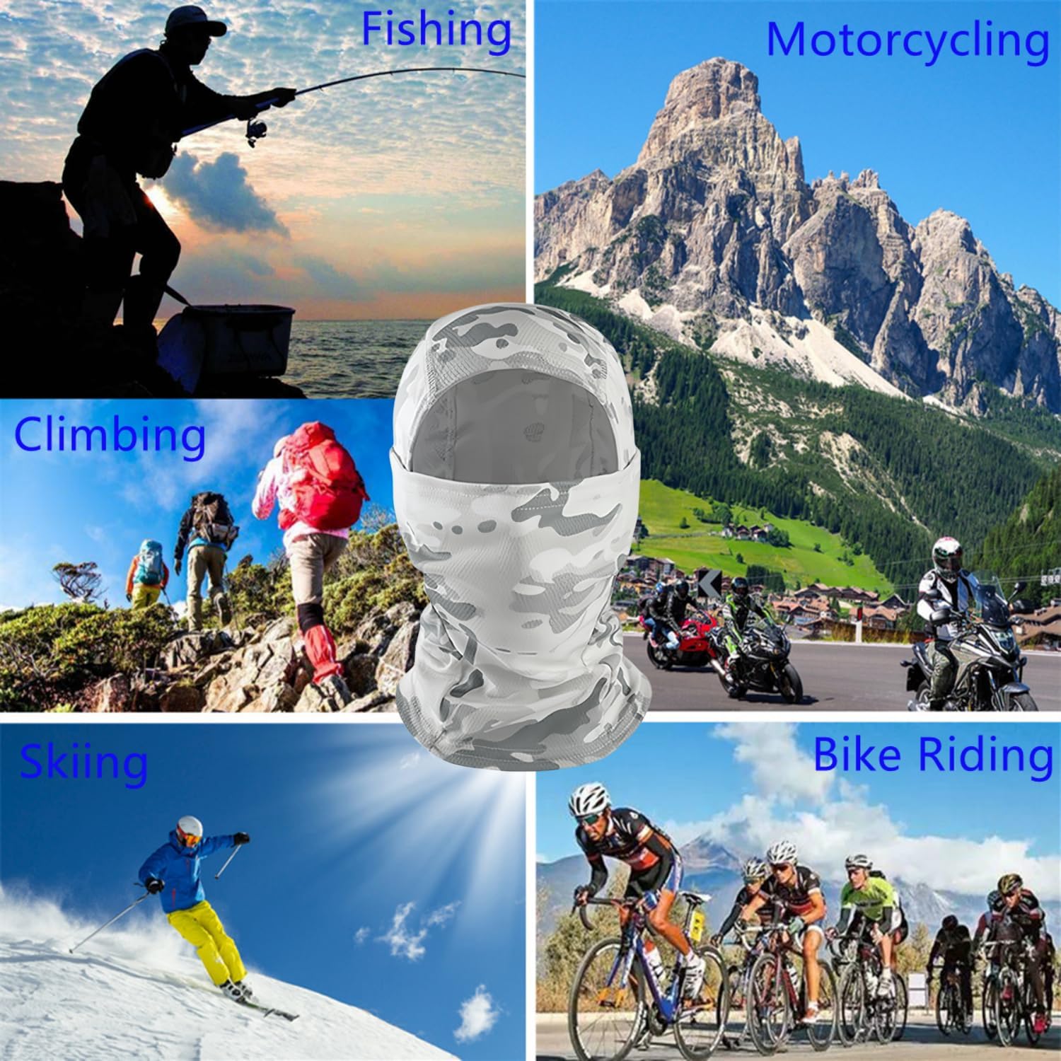 4 Pieces Camo Balaclava Ski Mask Sun Protection Hood Face Cover Full Head Mask for Men and Women for Hunting Fishing - Image 5