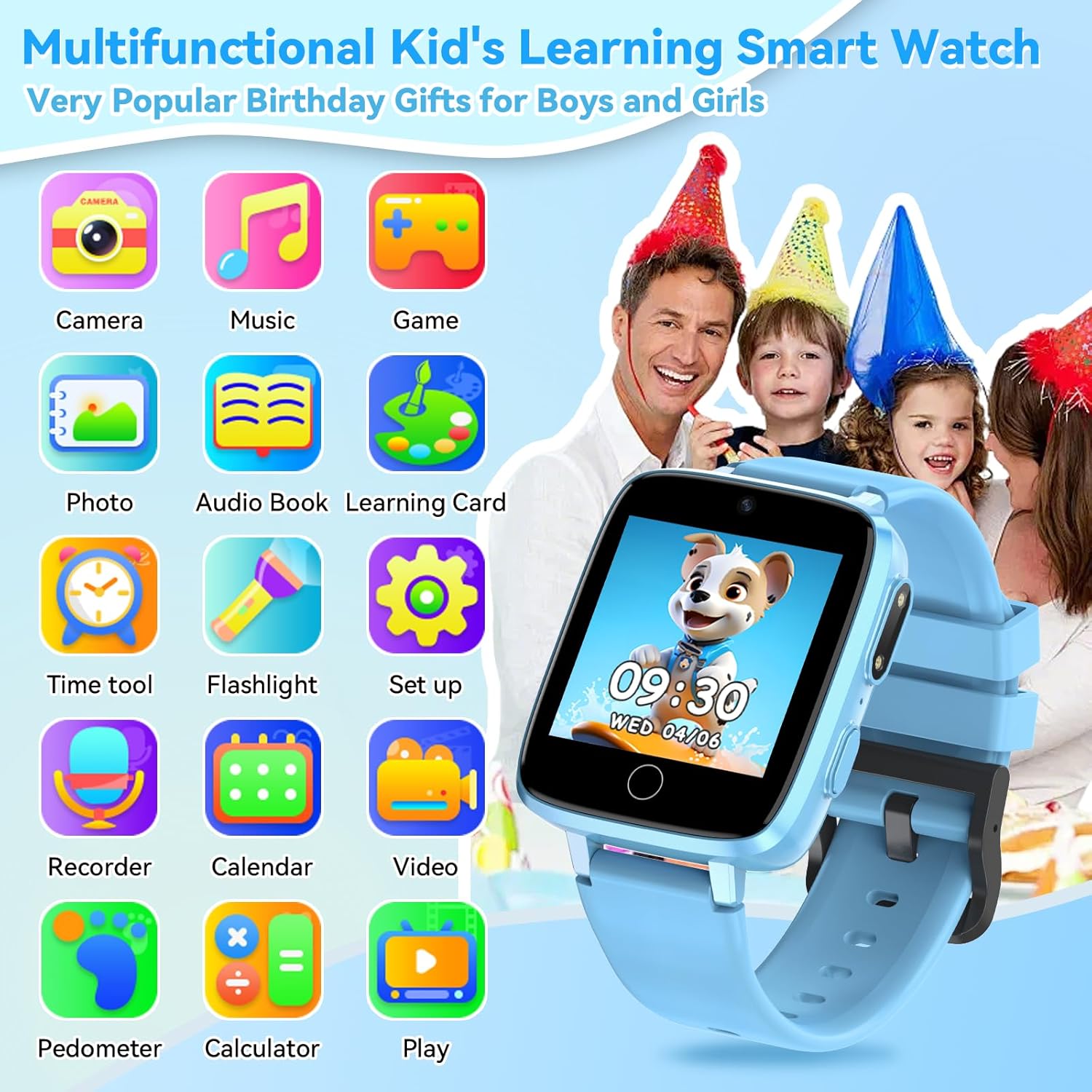 Smart Watch for Kids, 1.54" HD Touchscreen Watches with 26 Games, Camera, Video Recorder, Music, Pedometer, Alarm Clock Calendaring, Flashlight, IP67 Waterproof Birthday Toys for 3-12 Years Old Kids - Image 2
