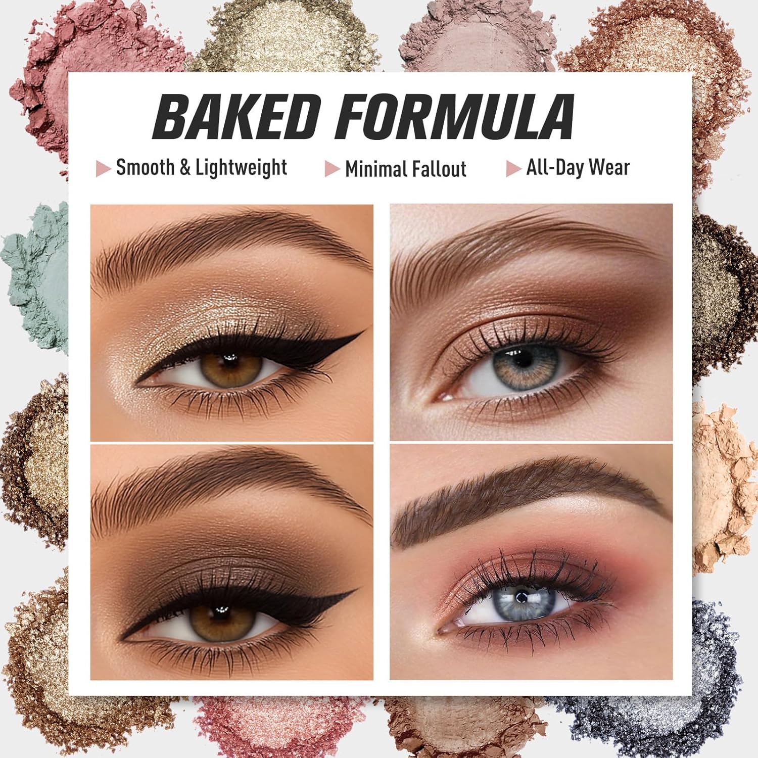 UCANBE Baked Eyeshadow Palette with 15PCS Brushes Makeup Set, 16 Color Natural Nude Matte Shimmer Metallic Eye Shadow Make Up Pallet for Women Girls, High Pigmented Long Lasting Waterproof - Image 2