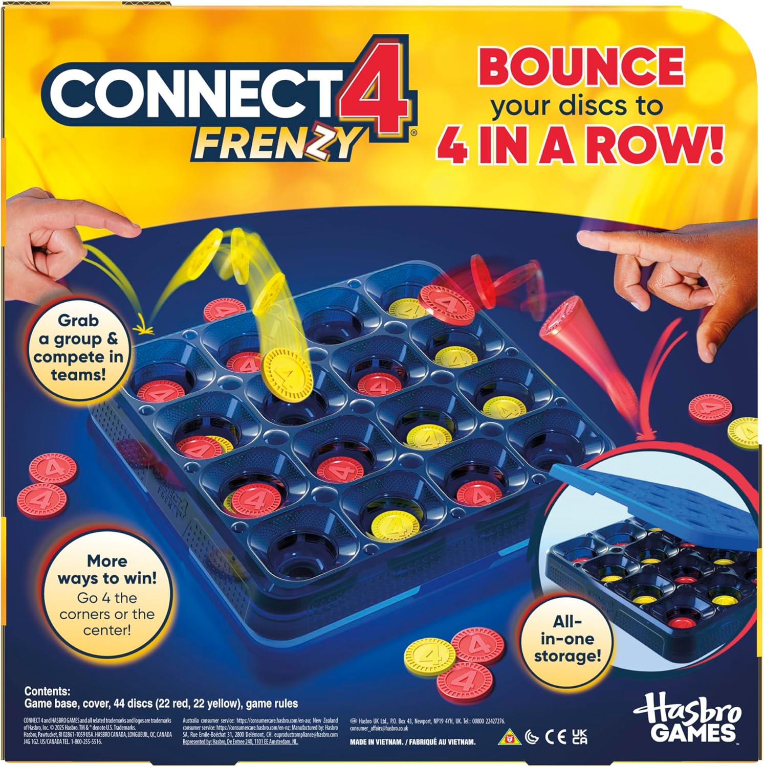 Connect 4 Frenzy Game | Bounce Discs 4 The Win | Family Party Games for Kids, Teens, and Adults | Ages 8+ | 2 to 6 Players | 10 Mins. | Portable Games - Image 2