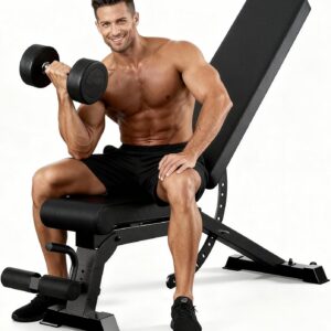Adjustable Weight Bench with 12x4x4 Positions, 1200LB Heavy Duty Workout Bench for Home Gym, Commercial Incline-Flat-Decline Bench Press for Full Body Fitness, Fully Upright Backrest with 4 Suitable Leg Rest Gears – 2026