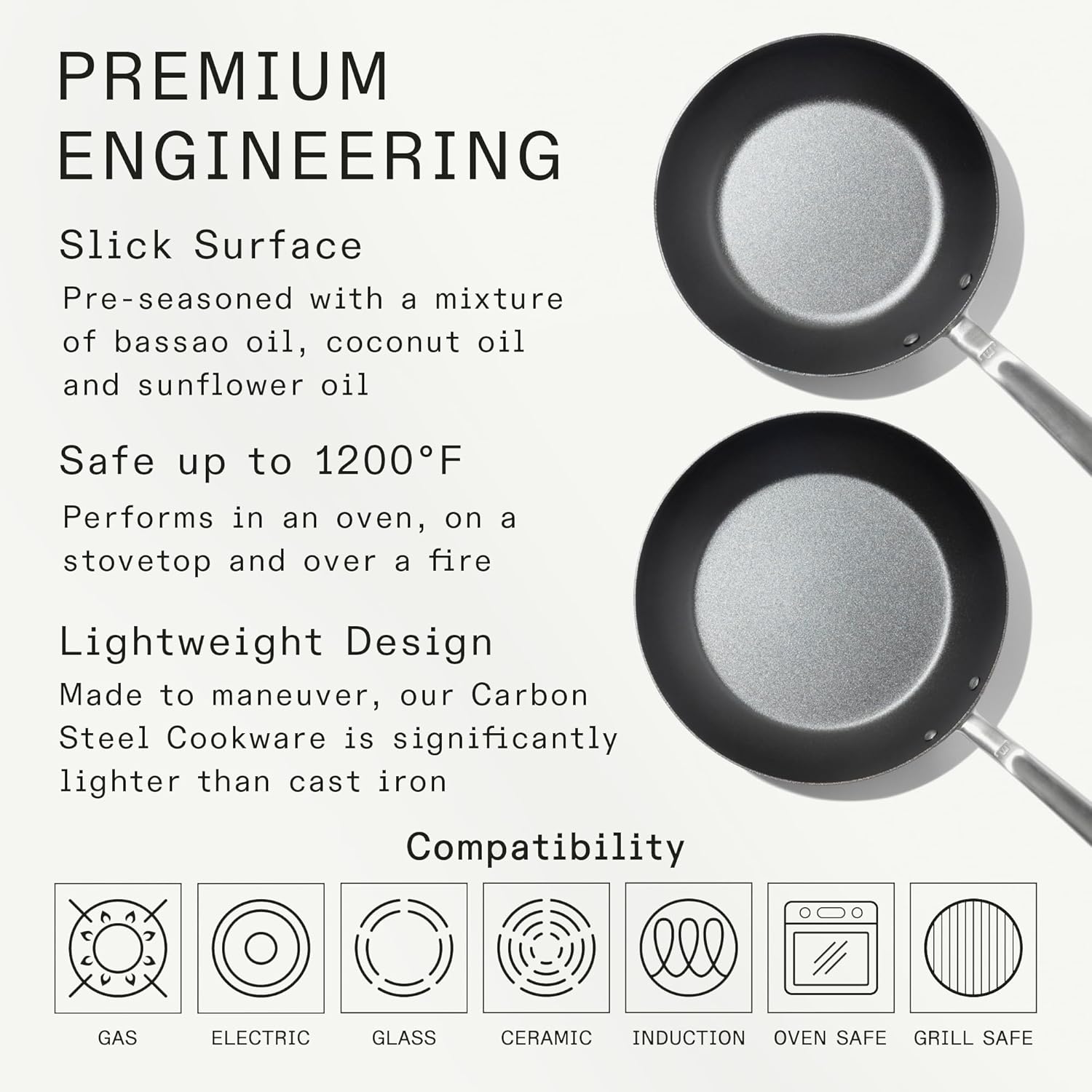 Made In Cookware - 2 Piece (Includes 10",12") Seasoned Blue Carbon Steel Frying Pan - (Like Cast Iron, but Better) - Professional Cookware - Crafted in Sweden - Induction Compatible - Image 4