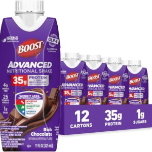 BOOST Advanced Nutritional Protein Shake, Weight Loss Nutrition Support*, 35g High Protein GLP-1 Friendly Shake, Ready to Drink – Rich Chocolate, 12-11 FL OZ (325 mL) Cartons