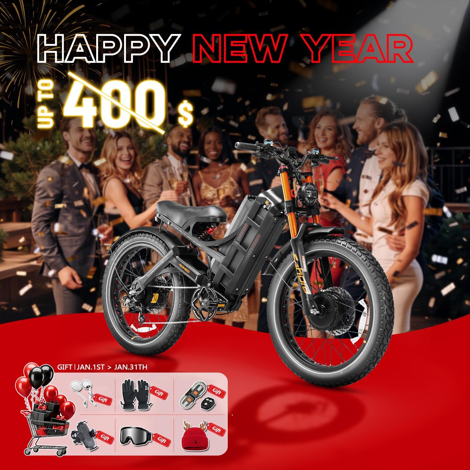 2026 eAhora Romeo Pro 3/2 50-46Mph Electric Bike for Adults 5600W/4000W Dual Motor Ebike 60V 80AH/52v 70Ah Battery 200-235Miles Long Range, 26*4.0" Fat Tire, Full Suspension, All Terrain, APP Control - Image 2