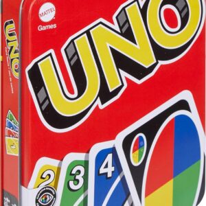 Mattel Games UNO Card Game in Travel & Storage Tin for Kid, Adult & Family Nights & Parties, Color Blind Accessible & Customizable Deck (Amazon Exclusive)