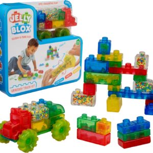 Goliath Jelly Blox Vrroom! Truck Kit | Includes 35 Blocks | Toddler & Preschool Building Blocks Kids Can Squeeze, Stretch, Squish | MESH ACCREDITED | Safety Tested Ouch-Free | Sensory Play Toy Ages 2+