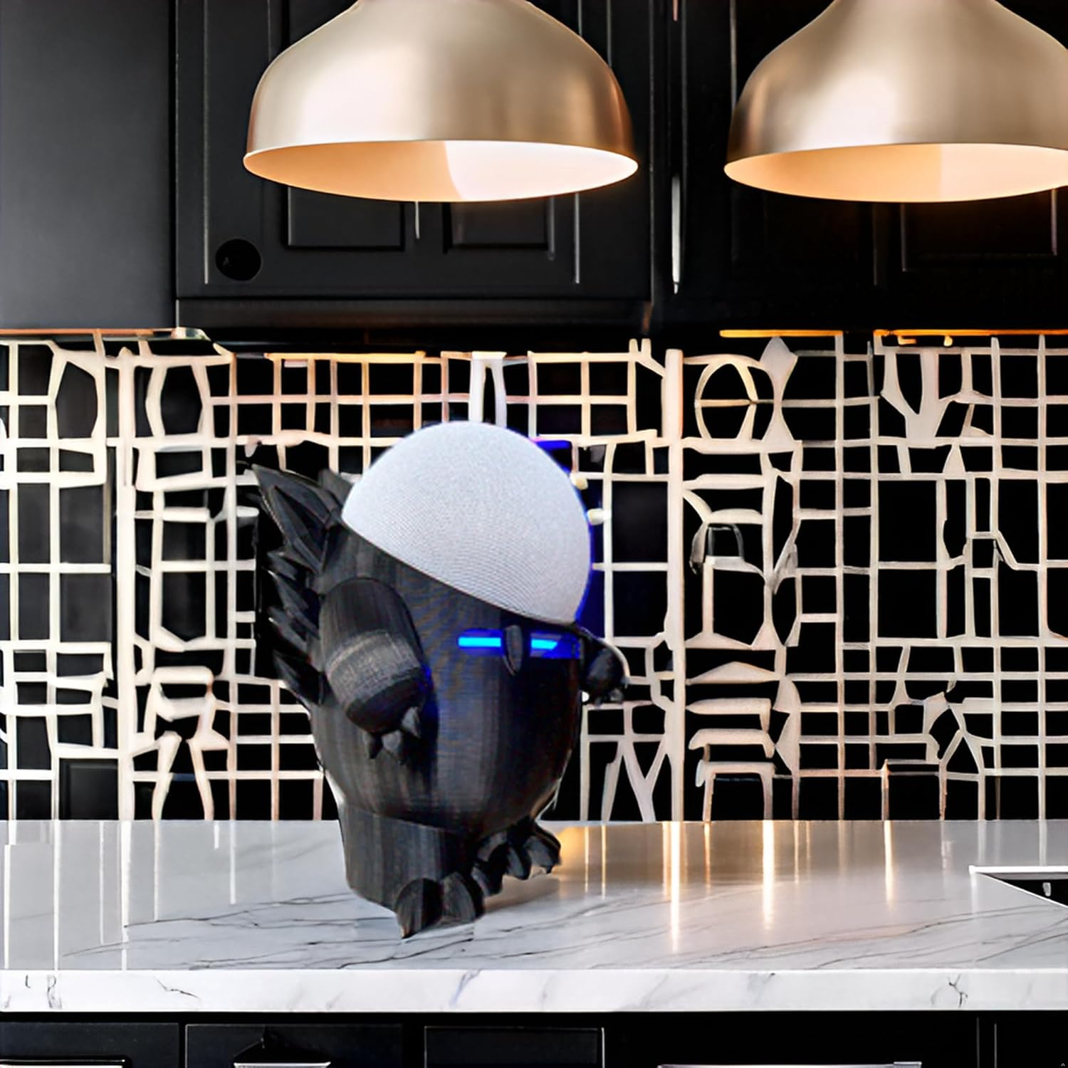 Splin Table Stand Holder Compatible with Amazon Alexa Smart Speaker Echo Dot (4th and 5th gen.) and Apple HomePod Mini, Echosaurus Style (Black) - Image 5