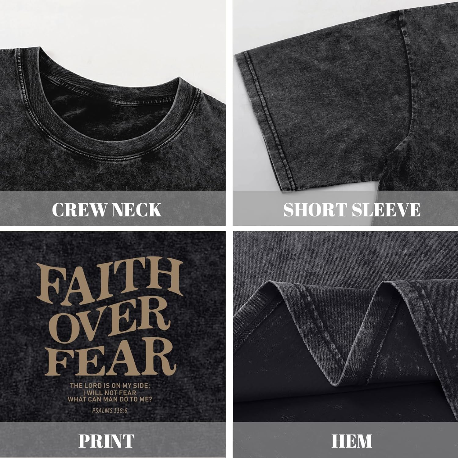 KEEVICI Boys Faith Over Fear Shirt Christian Jesus T Shirts for Kids Bible Verse Religious Graphic Tees Acid Wash Tshirt - Image 6