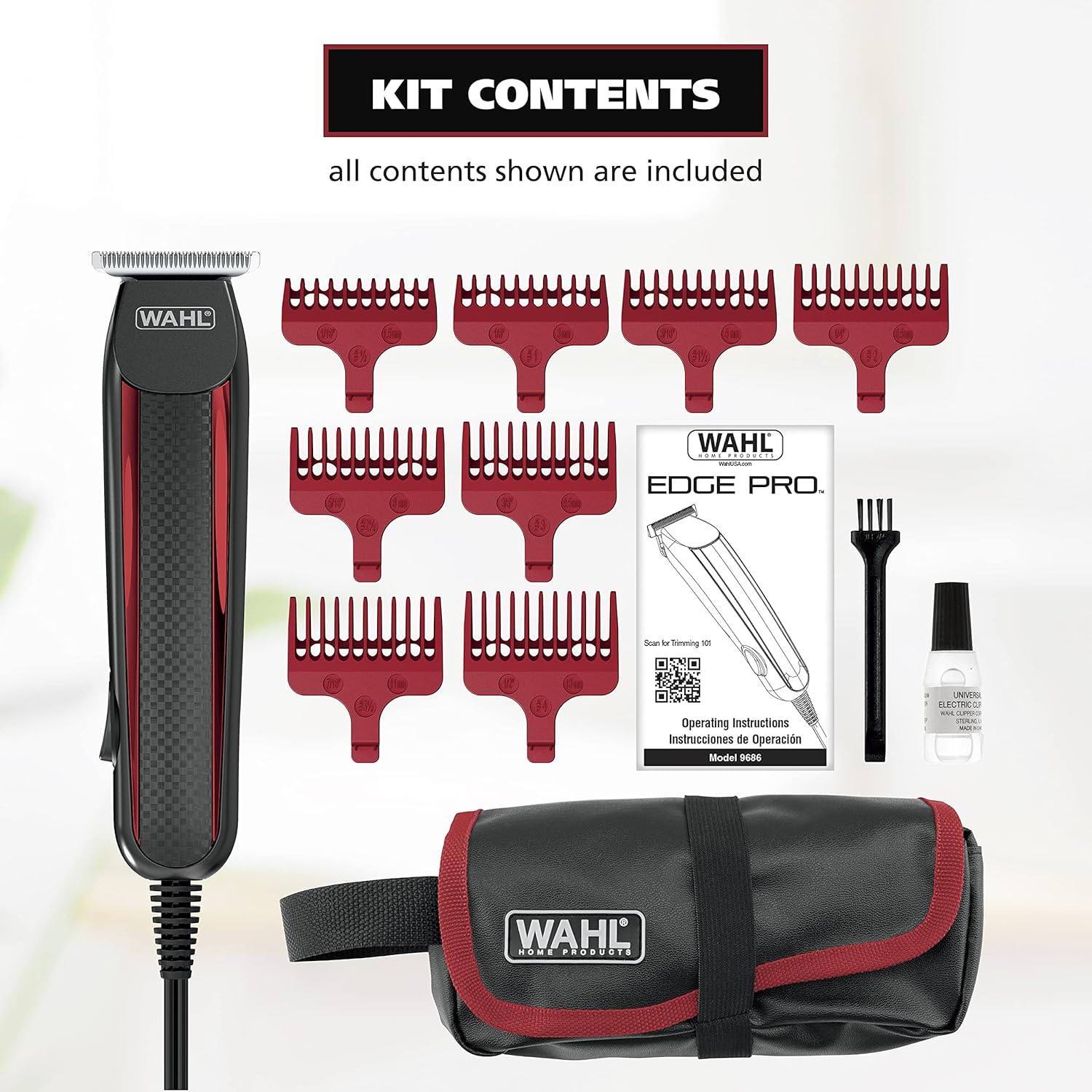 Wahl Edge Pro Bump Free Corded Beard Trimmer for Men Touch Up Trimmer & Grooming Detailer Kit – Perfect for Edging Beards, Mustaches, Hair, & Stubble, – Model 9686-300 - Image 2
