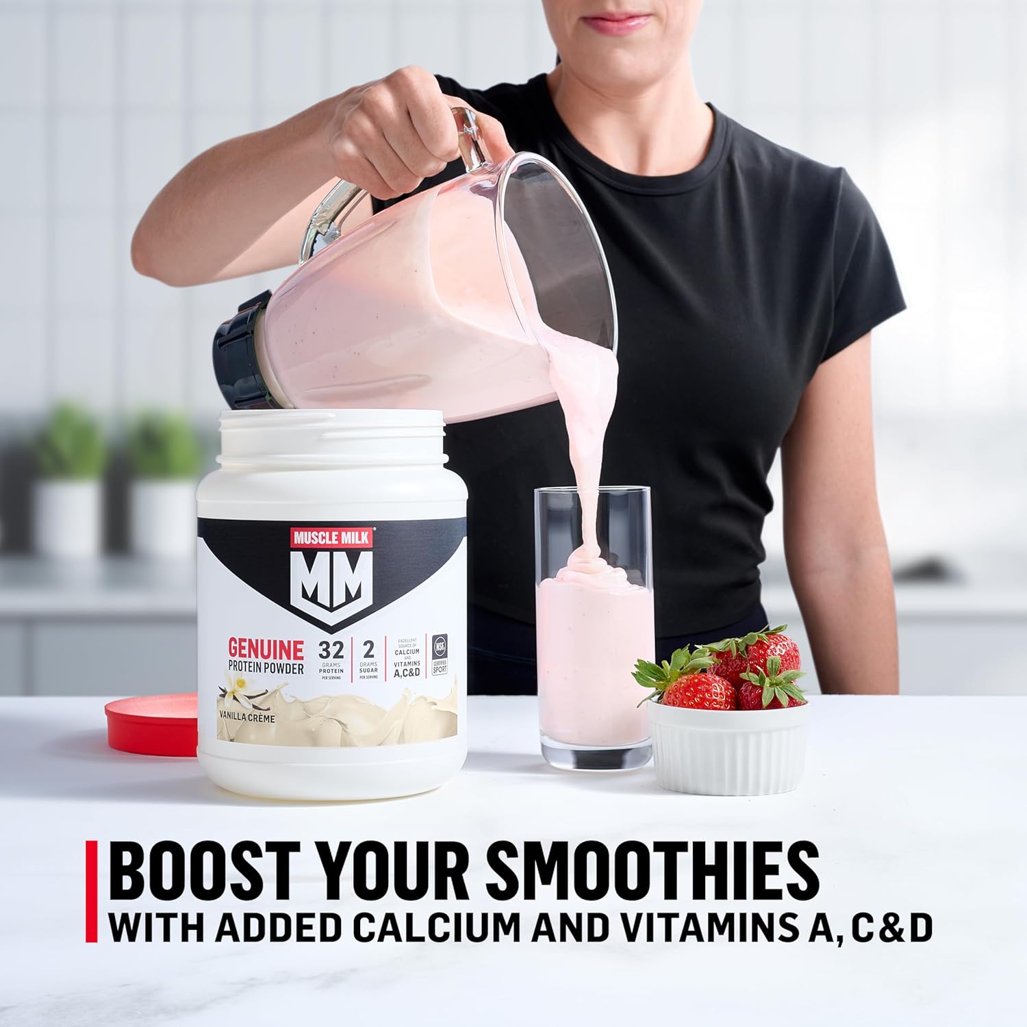 Muscle Milk Genuine Protein Powder, Vanilla Crème, 1.93 Pounds, 12 Servings, 32g Protein, 2g Sugar, Calcium, Vitamins A, C & D, NSF Certified for Sport, Energizing Snack, Packaging May Vary - Image 6