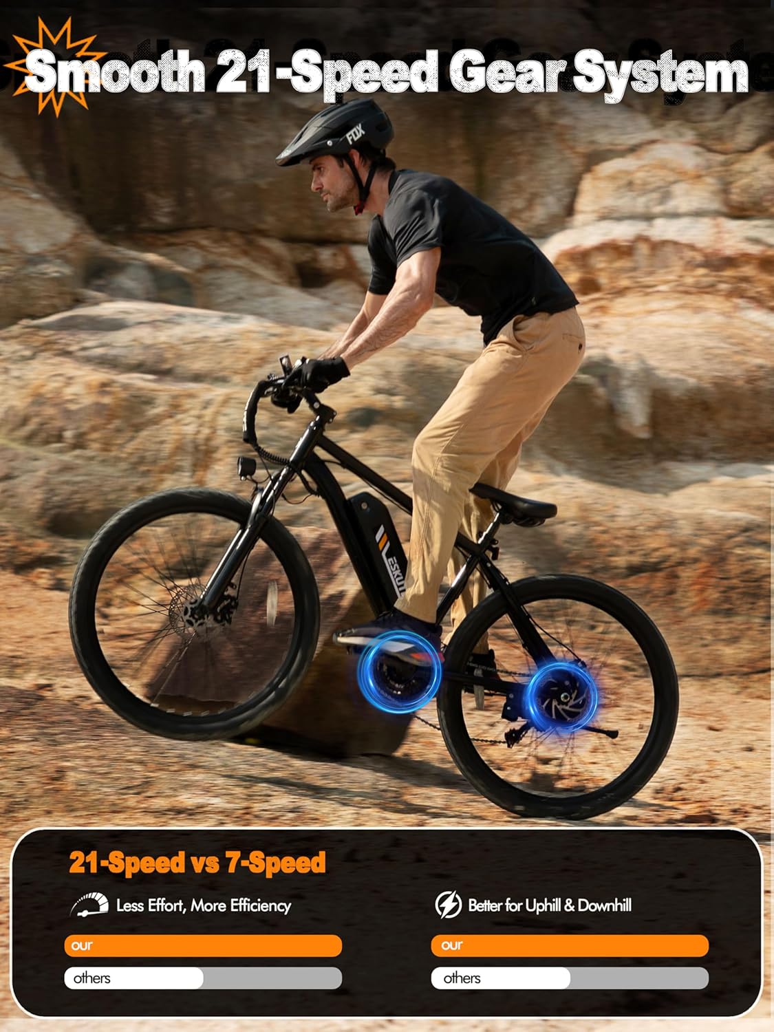 M200 Electric Bike for Adults – 21-Speed Gear 27.5" Mountain E-Bike, 1200W Peak Brushless Motor 28MPH, 48V 10.4Ah&13Ah Removable Battery, Up to 55-65 Miles Range, Step Over Commuter E-MTB, NFC Unlock - Image 3