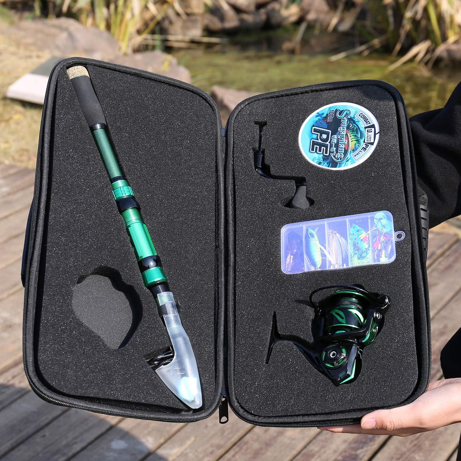 Sougayilang Fishing Rod and Reel Set Carbon Fiber Telescopic Fishing Rod 12+1BB Spinning Reel with Carry Case for Saltwater Freshwater - Image 5