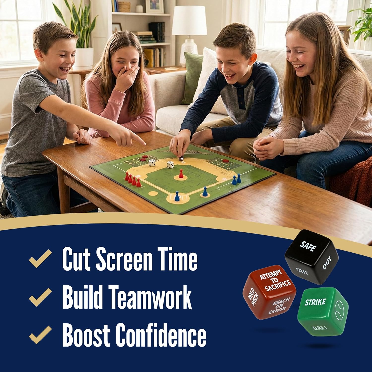 Baseball Gifts for Boys 8-12, Baseball Board Games for Kids and Adults with Dice, Tokens, & Score Pad, Fun Indoor Game with Basic and Advanced Play, Family Friendly Sports Board Game for All Ages - Image 5