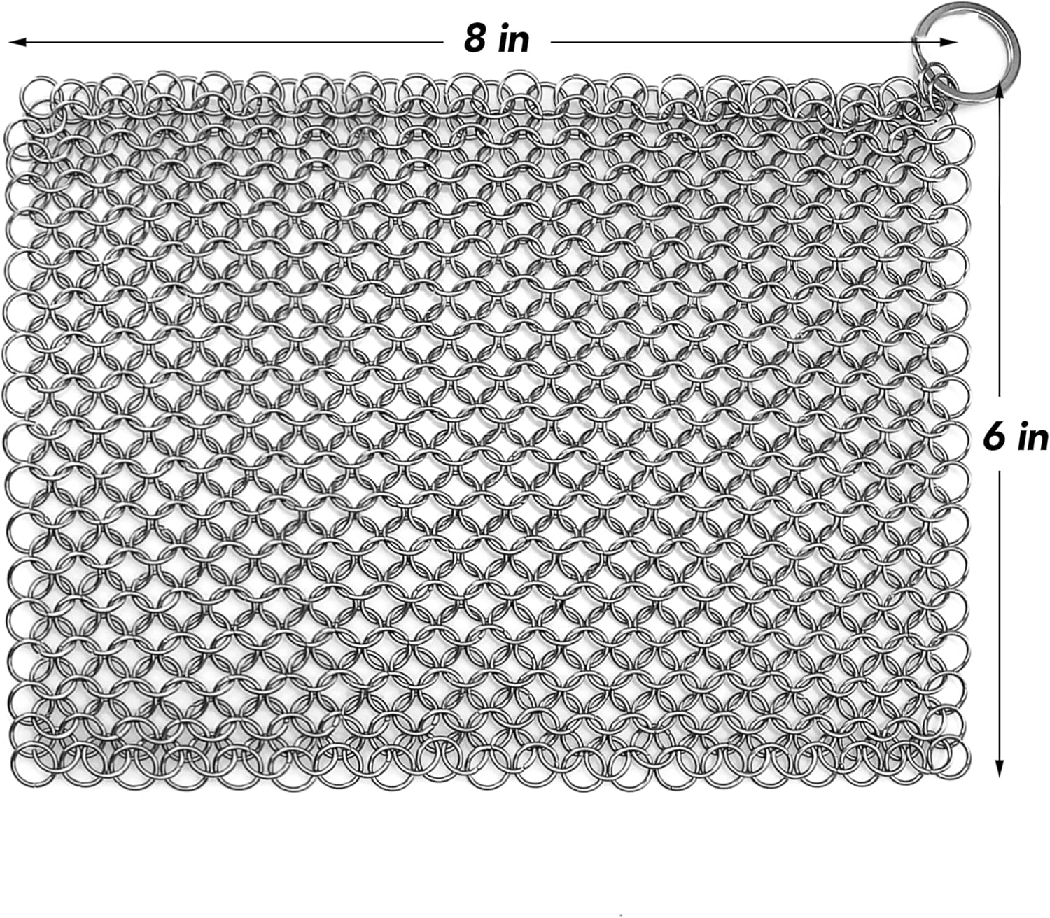 Cast Iron Scrubber 316 Stainless Steel Skillet Cleaner 8"x6" Chainmail Scrubber Scraper Chain Mail Link Scrub for Cast Iron Pre-Seasoned Pans, Griddles, BBQ Grills, and Pot Cookware Cleaning - Image 7