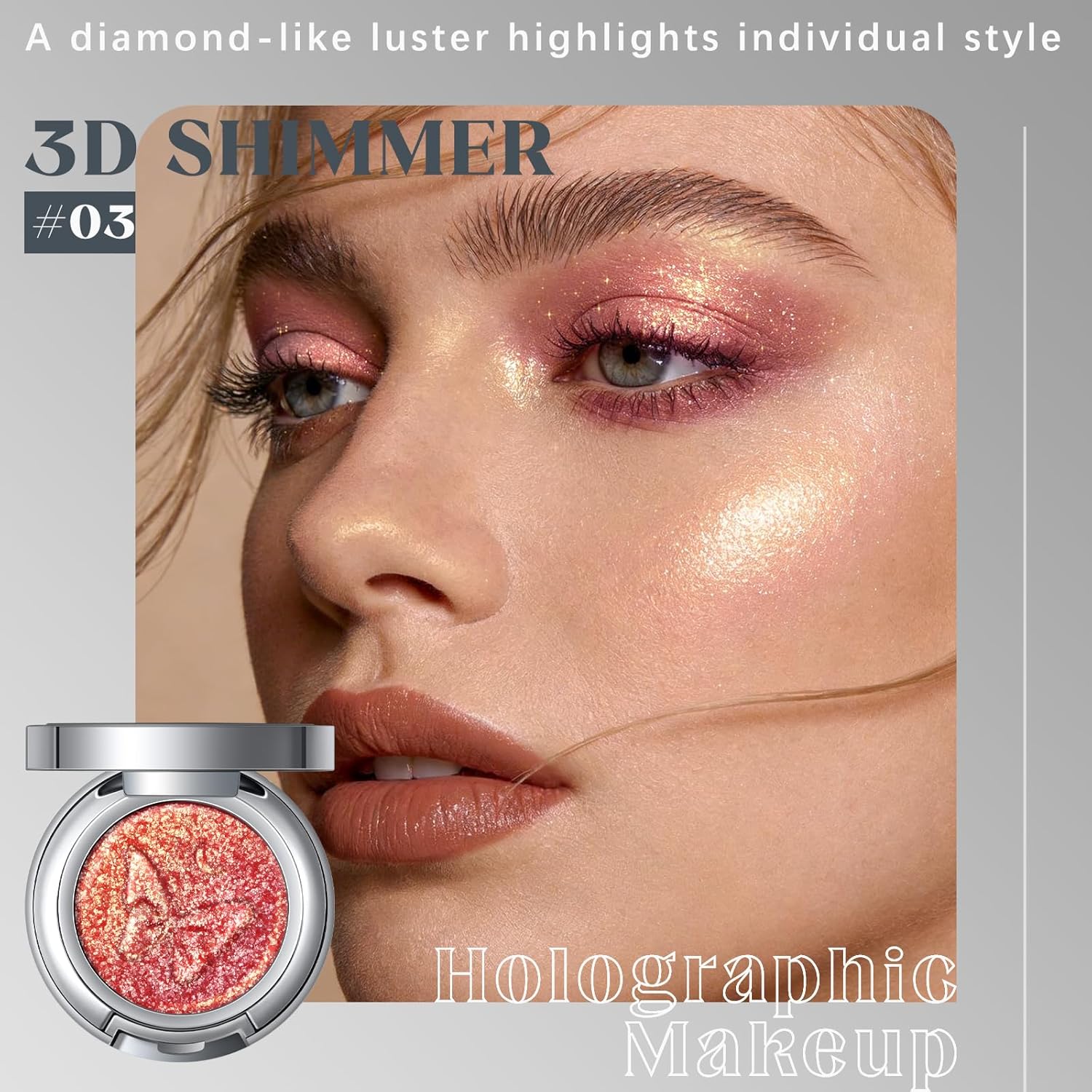 Noerrors Burgundy Gold Holographic Pigmented Glitter Eyeshadow, Duochrome Half Magic Metallic Red Eye Shadow Palette, Waterproof Sparkly Multichrome Iridescent Shimmer sombras para ojos for Women - Image 2