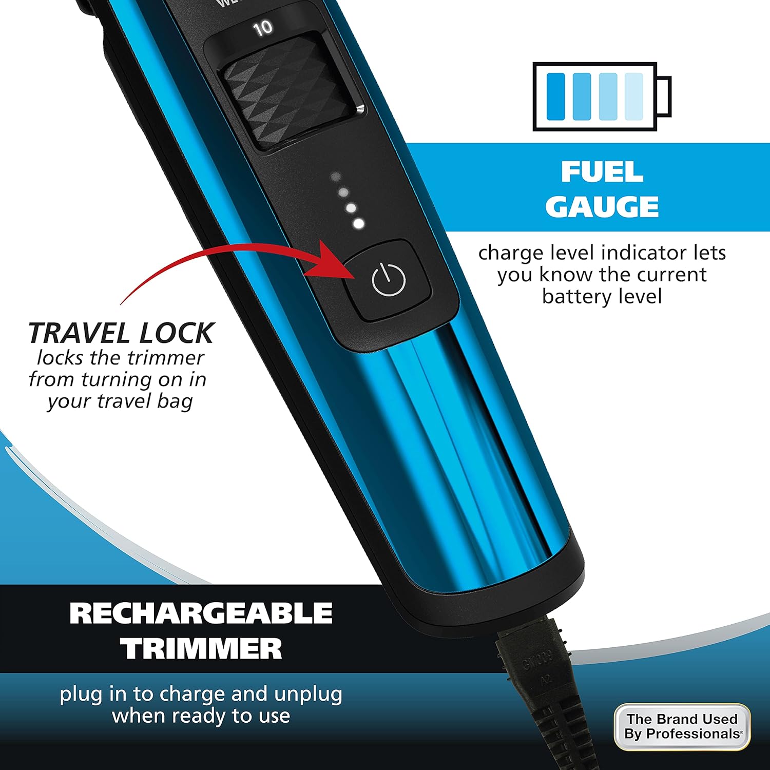 Wahl Manscaper® Total Body Grooming and Your Hair Down There Rechargeable Deluxe Hair Trimmer and Shaver with Safe-Touch Detachable Stainless Steel Precision Blades - Model 5708 - Image 9