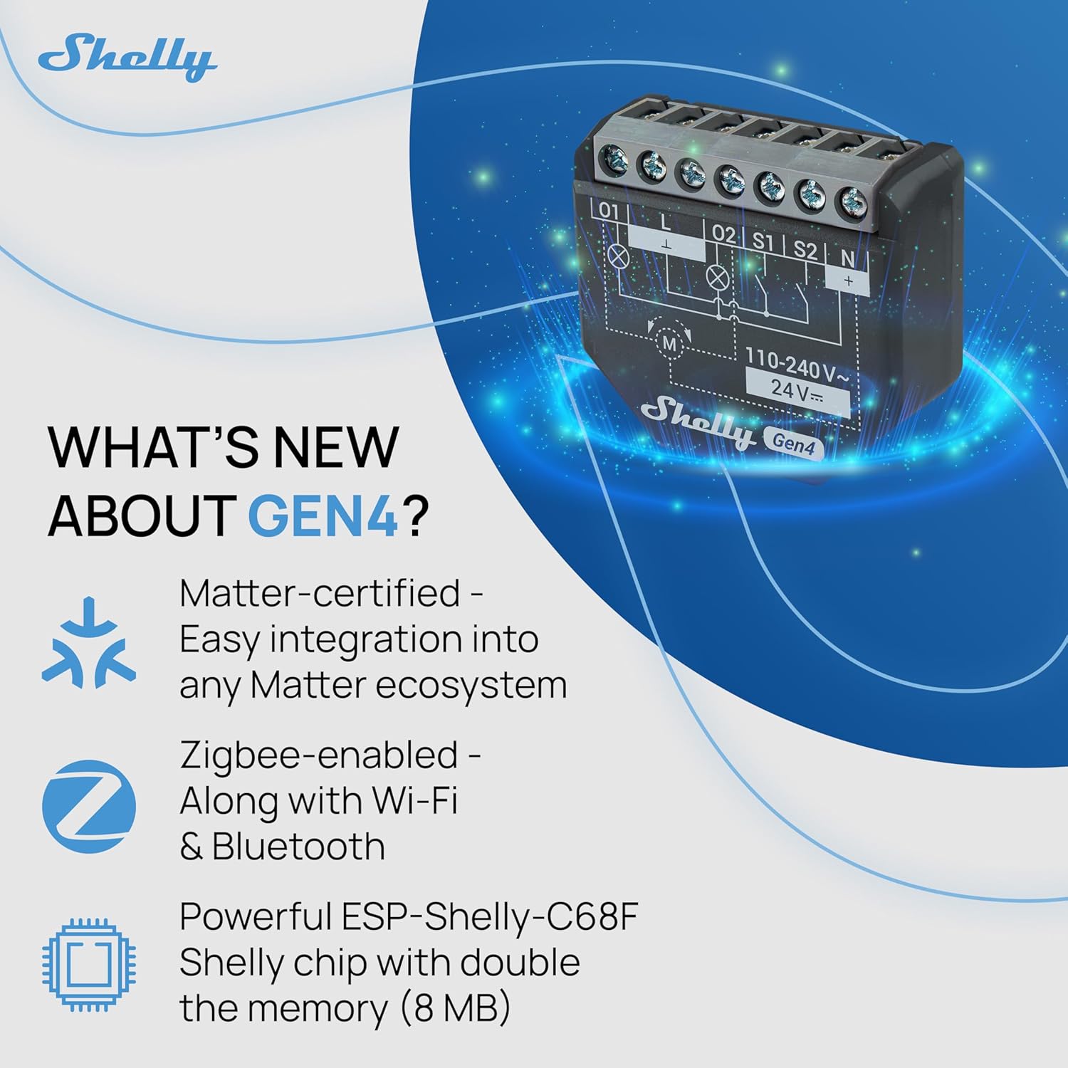 Shelly 2PM Gen4 | Wi-Fi, Zigbee & Matter 2-Channel Smart Relay Switch with Power Metering | Home Automation | Alexa, SmartThings, Google Home, Apple HomeKit Compatible | Roller Shutters Control - Image 5