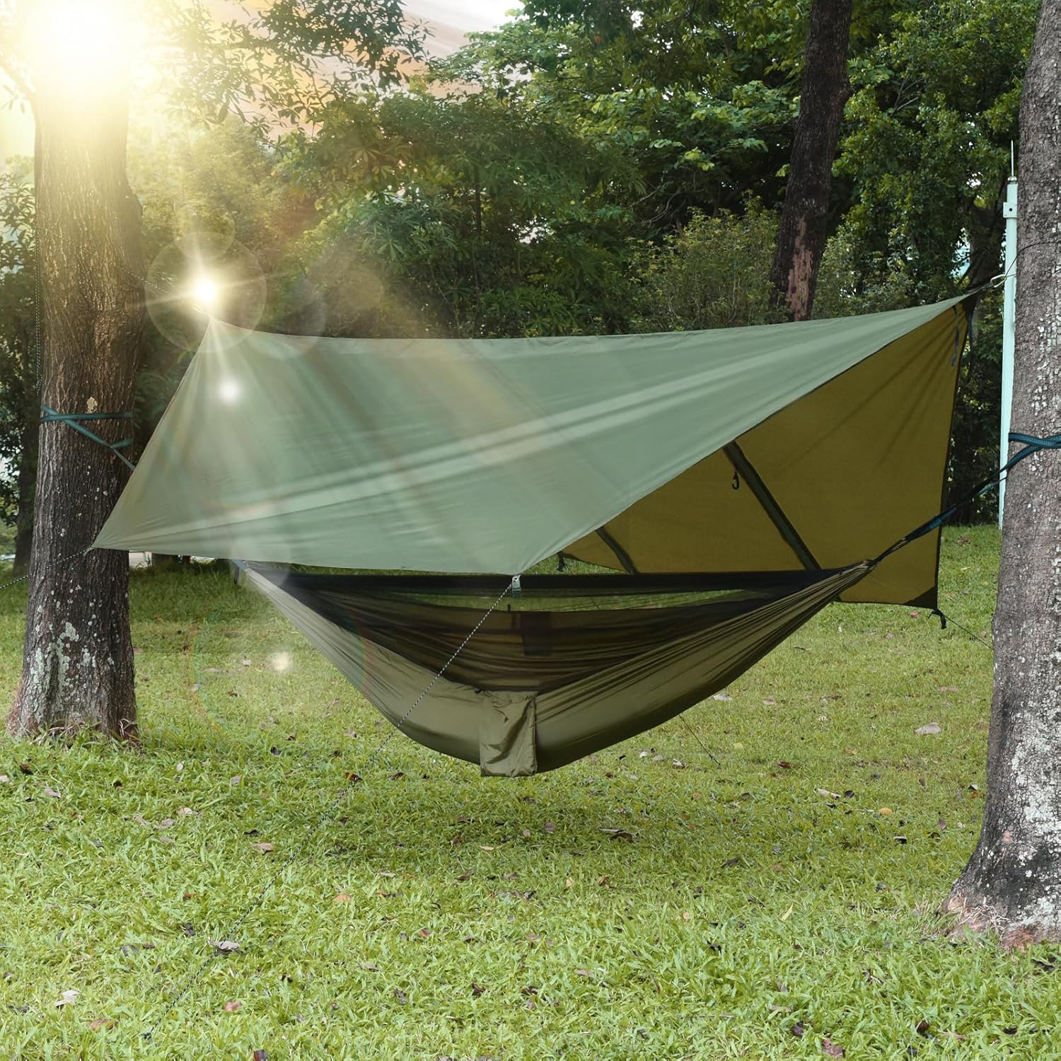 Hammock Rain Fly Tent Tarp (11.5x9.5ft) Large Ultralight Camping Tarps Waterproof Portable Backpacking Multifunctional Rain Cover for Outdoor Hiking, Picnic, Hammock, Car, Backpacking - Image 7