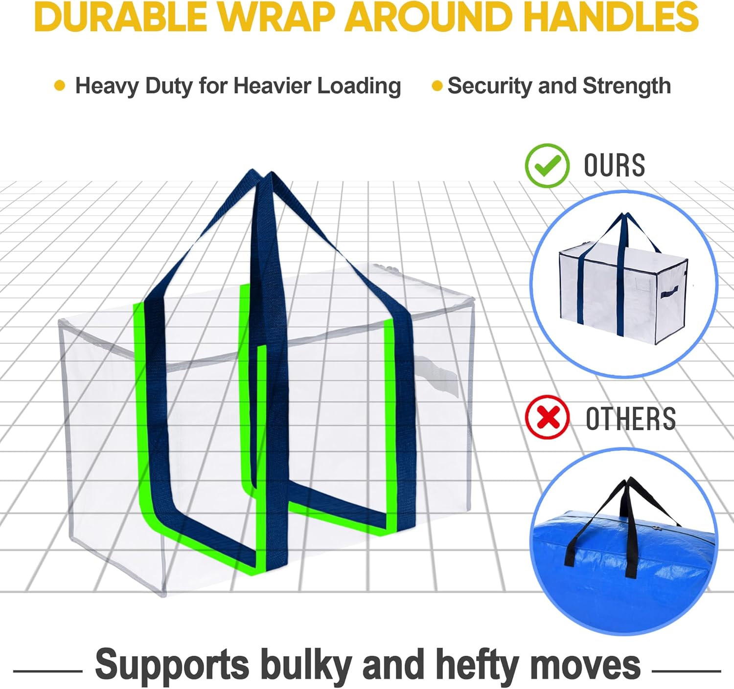 VENO 10 Pack Moving Bags and Large Christmas Storage Bins with lids. Alternative to Moving Boxes, Packing Supplies for College. Extra Large Heavy Duty Totes for Packaging (Clear, 10 Pack) - Image 5