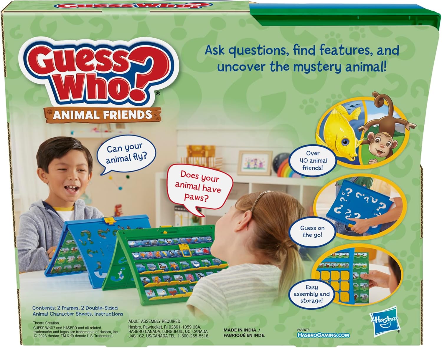 Hasbro Gaming Guess Who? Animal Friends Game | 2 Double-Sided Animal Sheets | 2-Player Board Games for Kids | Back to School Gifts | Ages 6+ (Amazon Exclusive) - Image 2