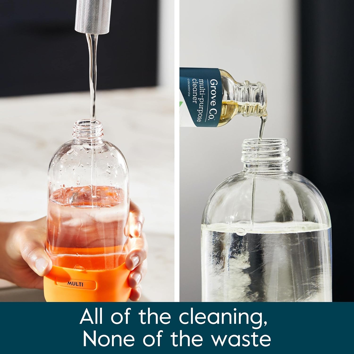 Grove Co. Multi-Purpose Cleaner, Refill Concentrate (6 x 1 Fl Oz) Plant-based Household Cleaning Supplies, Ammonia & Chlorine Free, No Plastic Waste, 3 Scent Variety Pack, Total 3 x 2 Pack Refills - Image 4