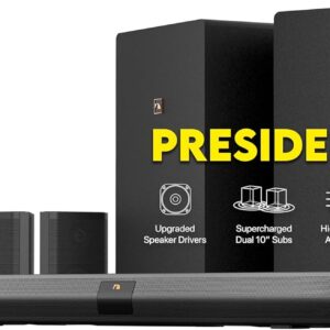 Nakamichi Shockwafe Ultra 9.2.4 Channel Dolby Atmos/DTS:X Soundbar with Dual 10″ Subwoofers (Wireless), 4 Rear Surround Effects Speakers, eARC and SSE Max Technology (Flagship)