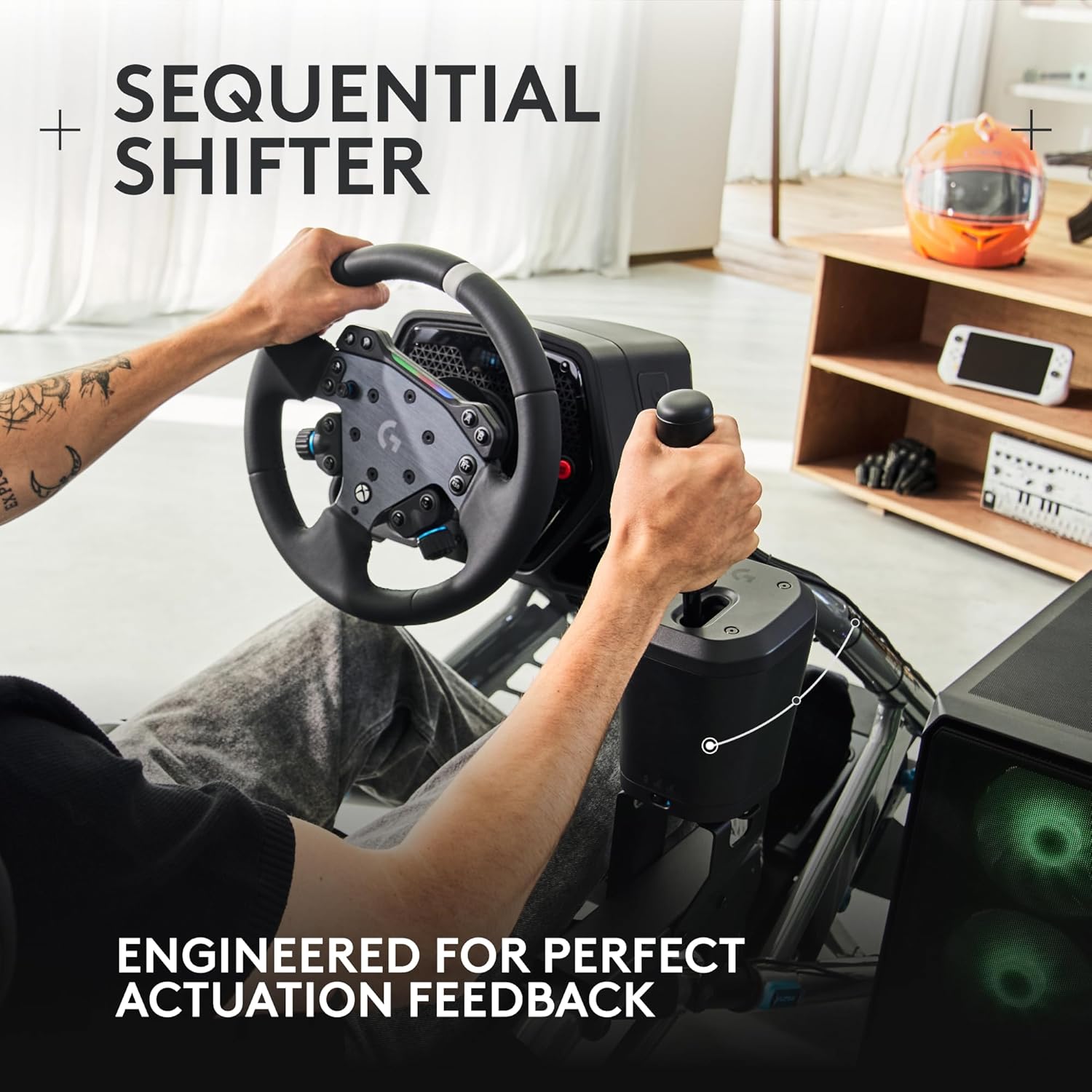 Logitech G29 Driving Force Racing Wheel and Floor Pedals, Real Force Feedback, Stainless Steel Paddle Shifters, Leather Steering Wheel Cover for PS5, PS4, PC, Mac - Black - Image 3