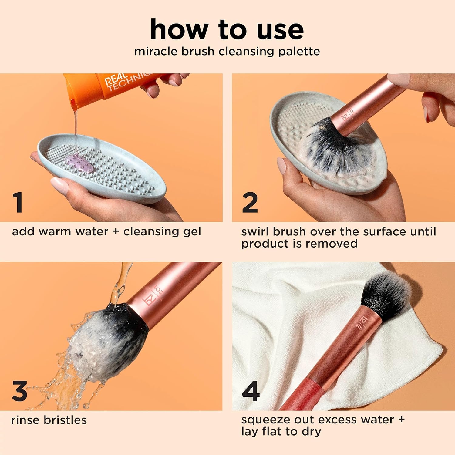Real Techniques 6 Piece Everyday Essentials Makeup Brush Set, Includes 4 Brushes & 2 Makeup Sponges, For Foundation, Blush, Bronzer, Contour, Eyeshadow, & Powder, Travel Gift Set, Cruelty-Free & Vegan - Image 11