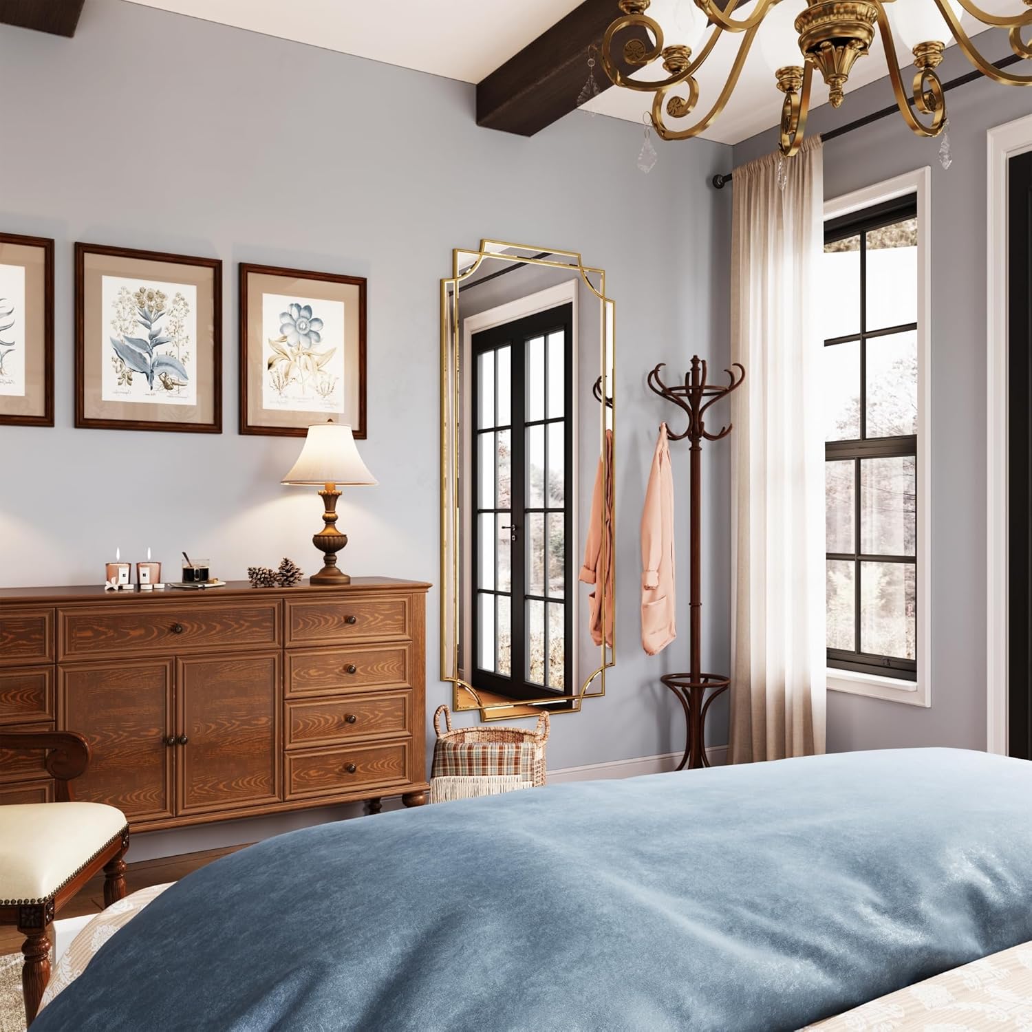 Kelly Miller 70"x30" Large Gold Beveled Full Length Mirror, Traditional Farmhouse Rectangular Wall Mirror for Bedroom, Living Room, Hallway, Entryway - Image 3