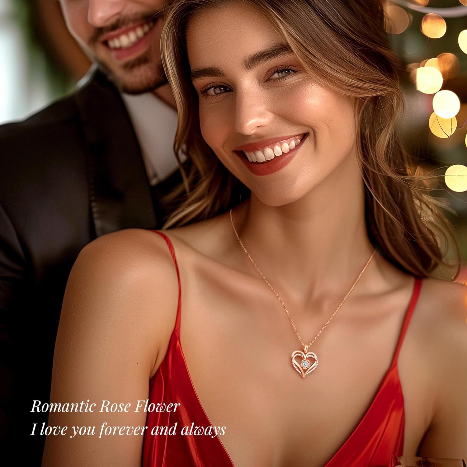 CDE Valentines Day Gifts for Women S925 Silver Rose Gold Heart Birthstone Necklaces for Women,Ideal Anniversary or Birthday Jewelry Gifts for Wife Girlfriend Her - Image 2