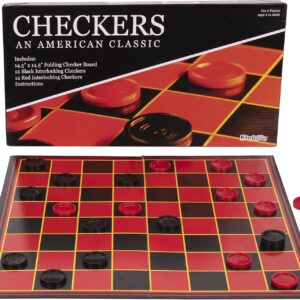 Kangaroo – Multiplayers Strategy Checker Board Game for Kids & Adults – Portable Educational Travel Cardboard Checkers – Includes Large Board w/ 24 Checkers (12 Red and 12- Black) 15×15 Inches