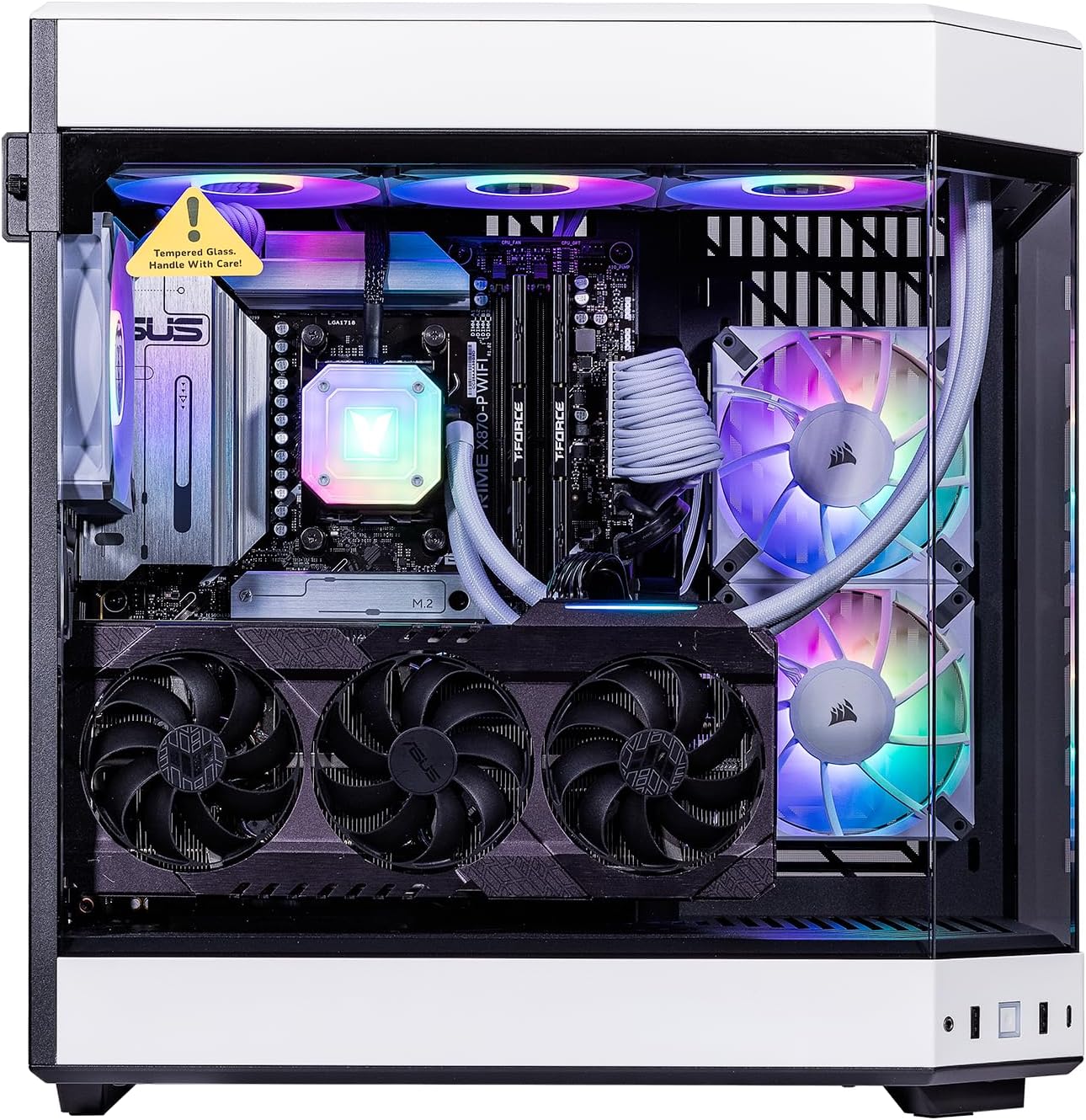 Velztorm White Praetix 3D Custom Built Y60 Gaming Desktop PC (GeForce RTX 5080 16GB (>4090), Liquid Cooled AMD Ryzen 7 9800X3D, 32GB DDR5, 2TB PCIe SSD, 1000W PSU, WiFi 7, Win 11 Pro) - Image 6