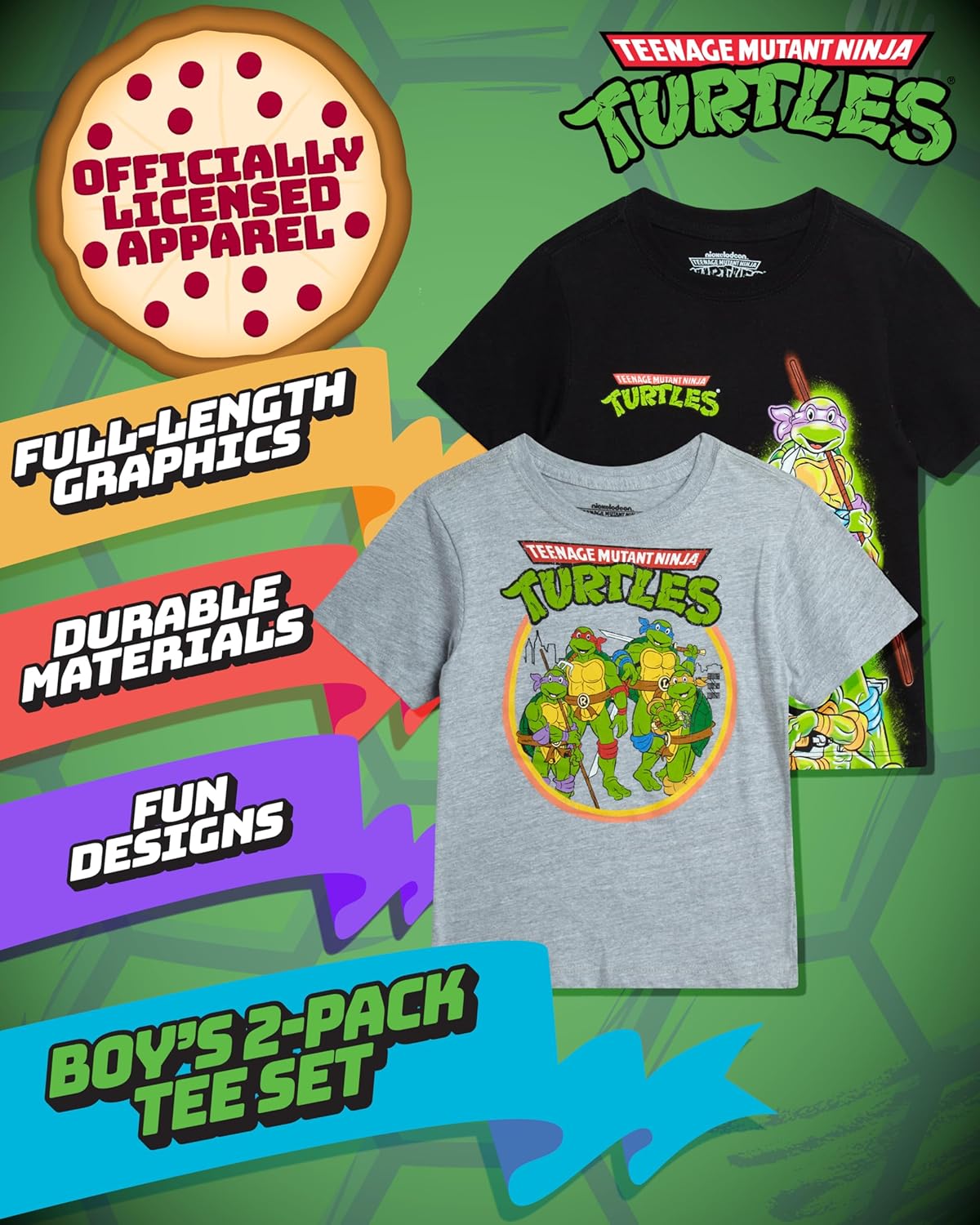 Teenage Mutant Ninja Turtles Boys T Shirts - 2 Pack TMNT Short Sleeve Graphic Tee Shirts for Toddlers and Big Boys (3T-16) - Image 3