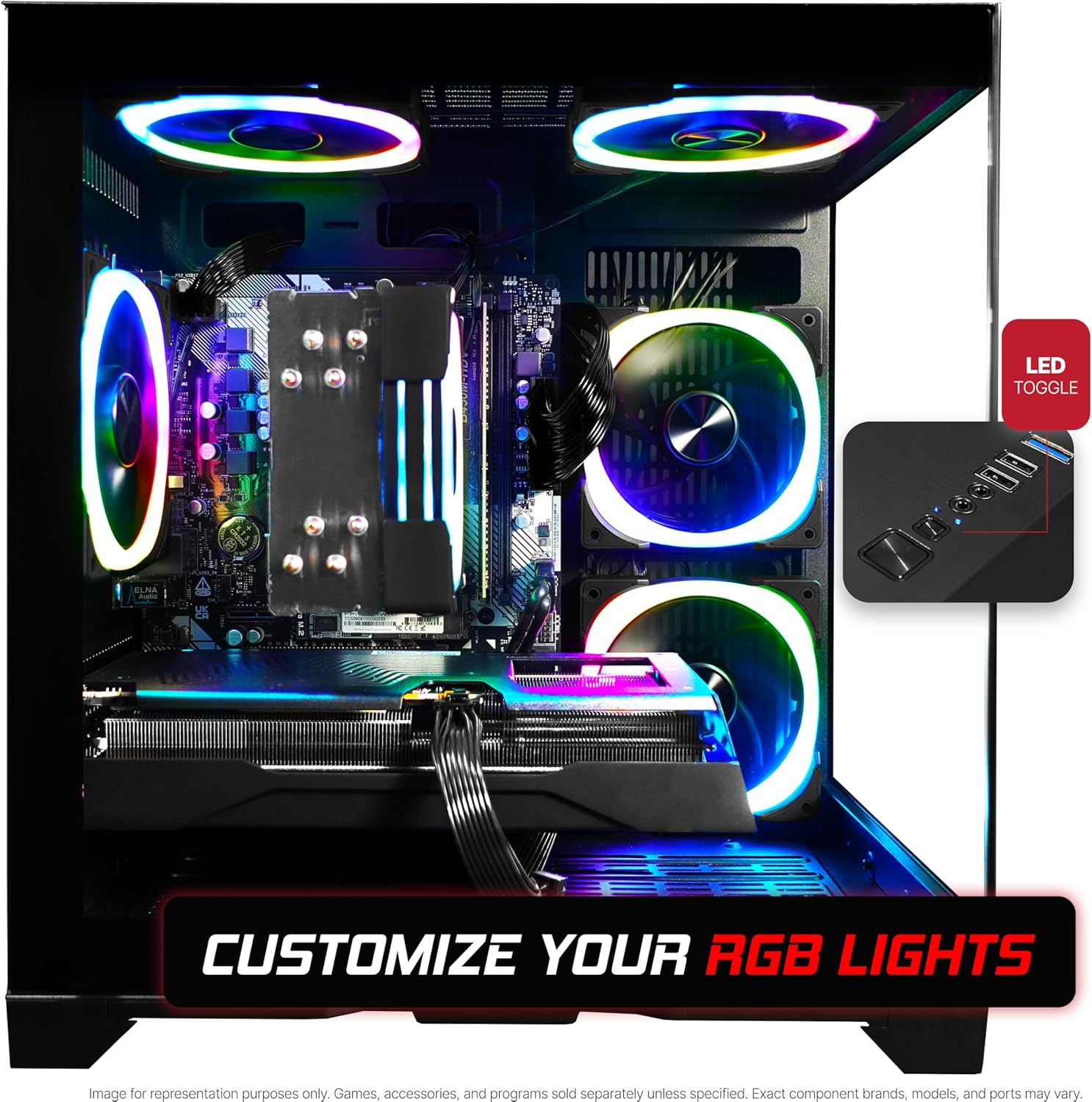 SAAV CORE Prebuilt Gaming PC Bundle Desktop Tower AMD Ryzen 5 5500 GeForce RTX 3050 6GB GDDR6 Dual Curved 27in Monitors 16GB DDR4 512GB NVMe SSD WiFi 6 Windows 11 Black RGB Computer PC Gaming - Image 3