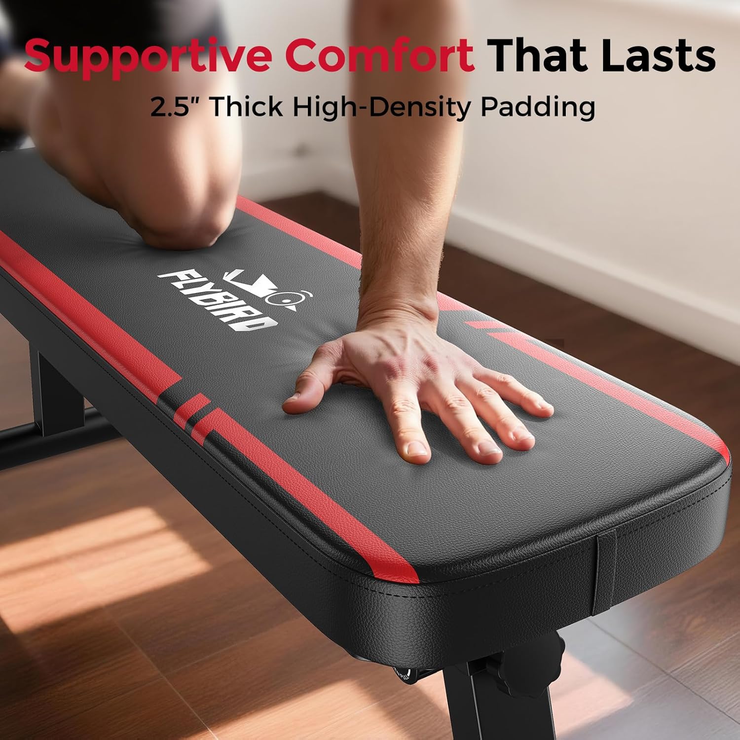 FLYBIRD Flat Bench, Foldable Flat Weight Bench Easy Assembly for Strength Training Bench Press, 600/1000 LBS 2 Versions - Image 5