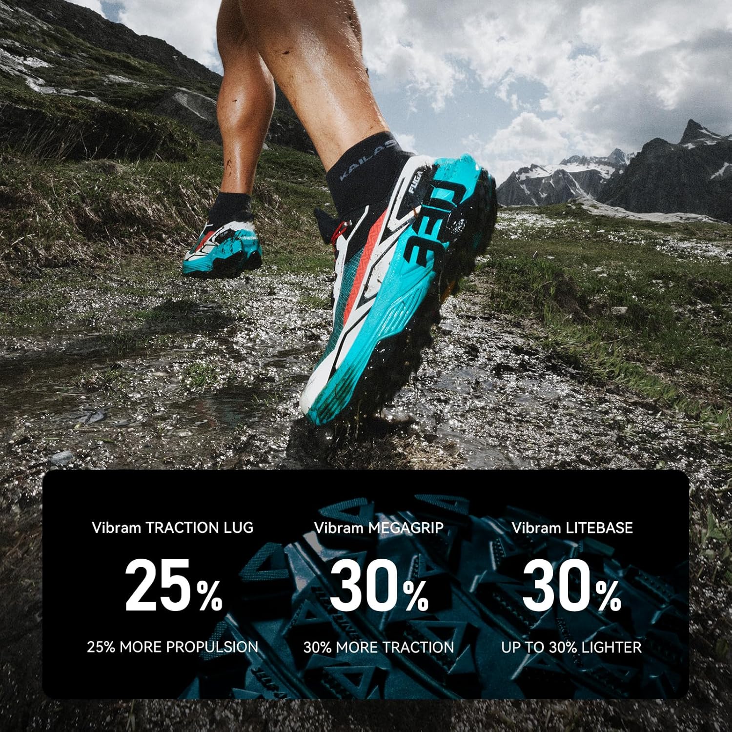 KAILAS Men's FUGA EX 330 Trail Running Shoes Slip Resistant Breathable Lightweight Jogging Hiking Sneakers - Image 4